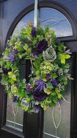 Large luxury year round purple and green Wimbledon wreath