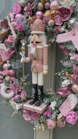 Large luxury pink nutcracker Christmas wreath
