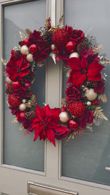 Extra large luxury red poinsettia Christmas wreath
