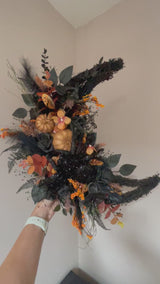 Luxury Halloween autumn black and orange moon wreath