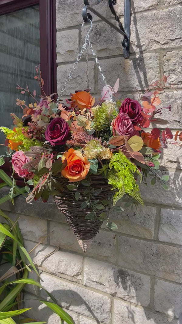 Luxury artificial autumn hanging basket