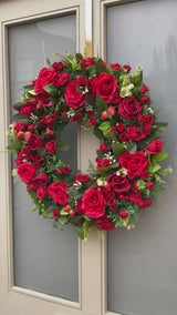 Extra large luxury red rose and strawberry wreath year round
