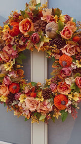 Extra large velvet pumpkin Autumn wreath