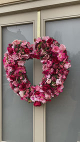 Large luxury pink heart shape wreath year round