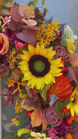 Sunflower Pumpkin and berry artificial autumn wreath