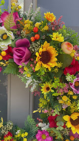 Extra large sunflower summer wreath handmade