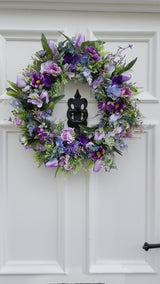 Large Spring purple, pink and blue wreath