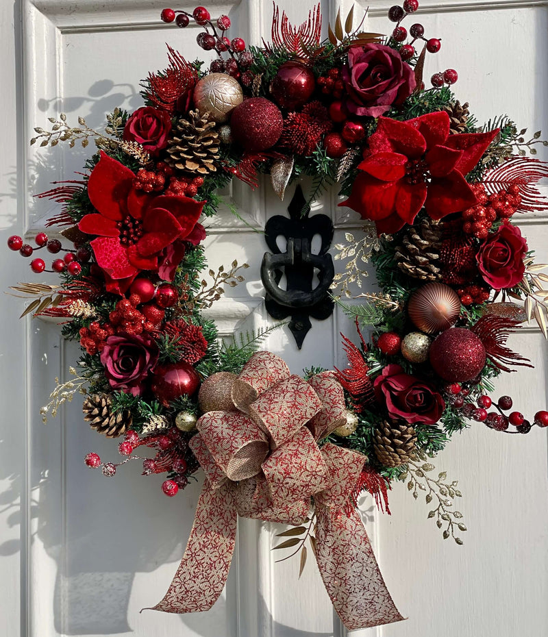 Large Christmas Luxury Wreath Red Merry Berry Christmas