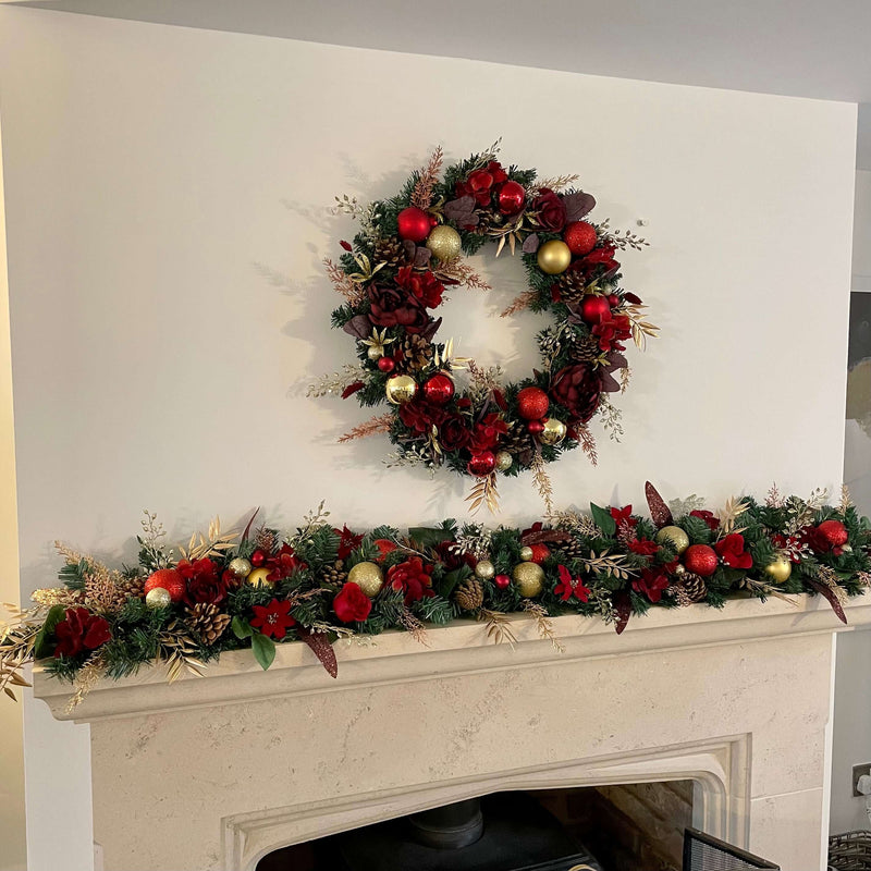 Large Christmas Luxury Wreath Traditional Red And Gold