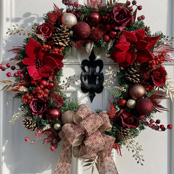 Large Christmas Luxury Wreath Red Merry Berry Christmas