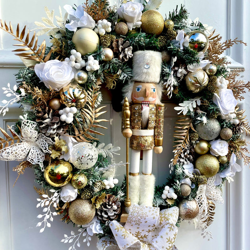 Large luxury Gold Nutcracker Christmas Wreath