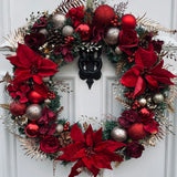 Large luxury red traditional poinsettia Christmas wreath