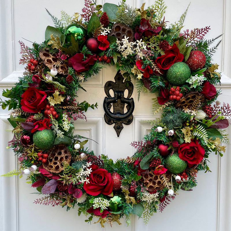Large luxury Traditional Christmas Wreath red and green or i