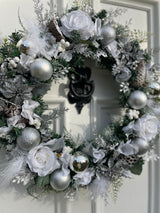 Large luxury winter wonderland snowy Christmas wreath