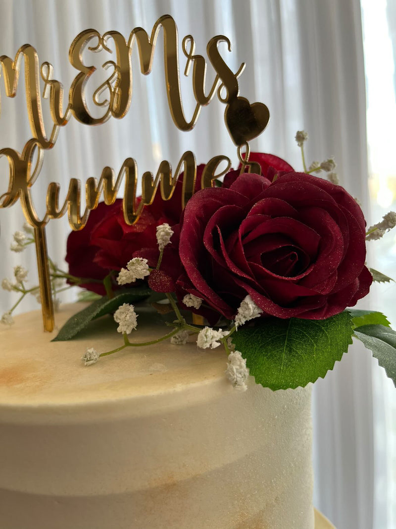 Red Rose Wedding cake artificial flowers customisable