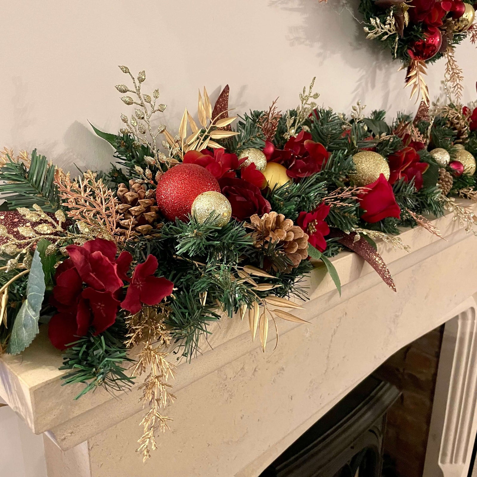 Red with Gold Christmas Wreath