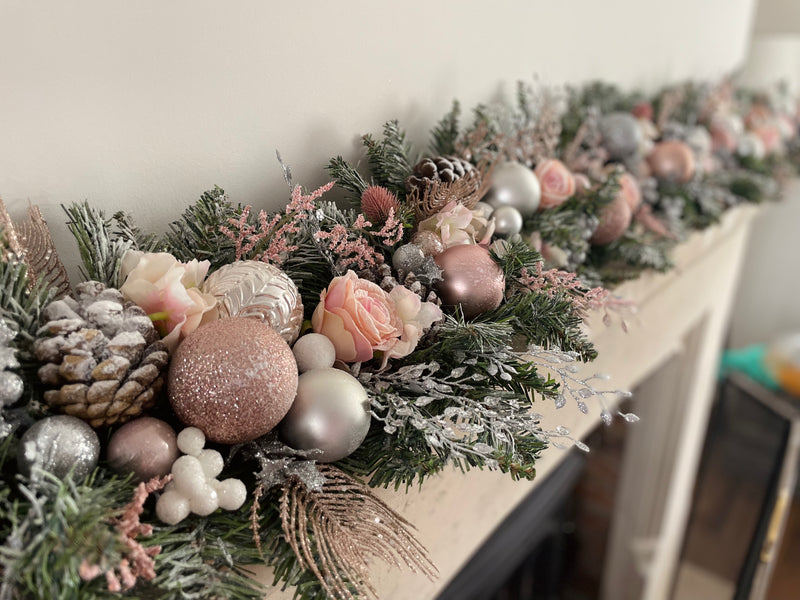 Pink best sale christmas garland