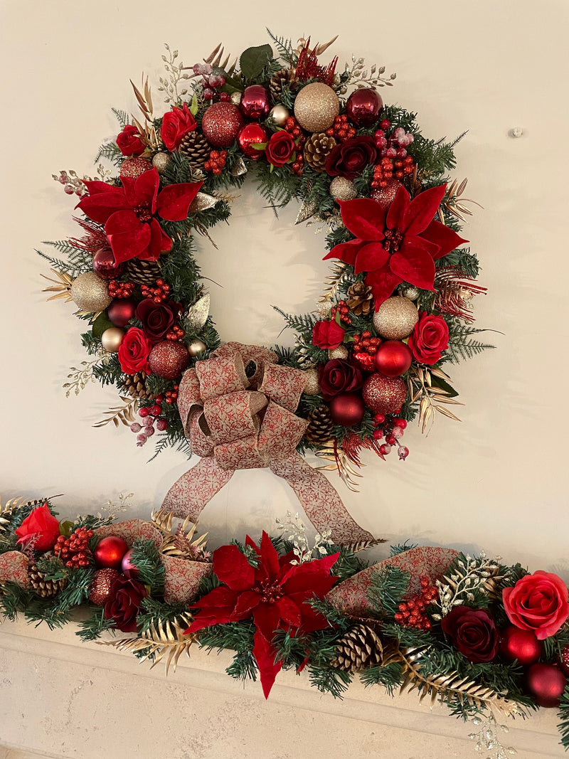 Large Christmas Luxury Wreath Red Merry Berry Christmas