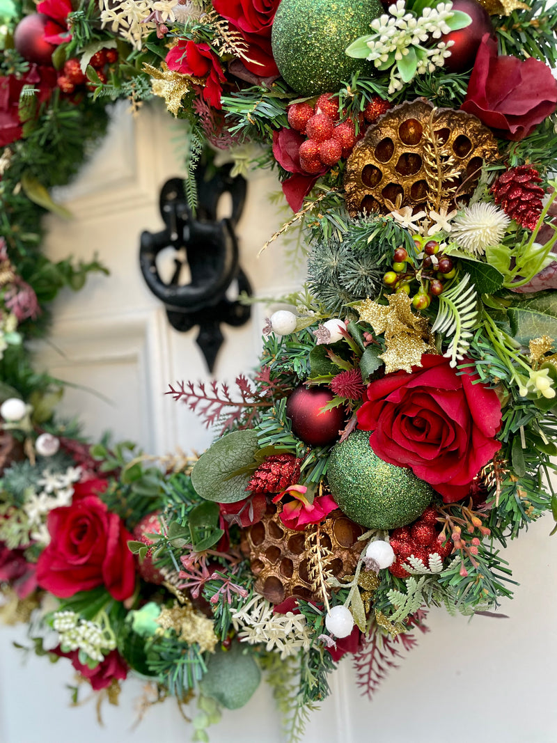 Large luxury Traditional Christmas Wreath red and green